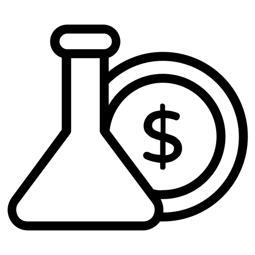 Research funding icon - flask and dollar sign