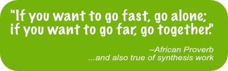 Colored background behind the quote 'If you want to go fast, go alone; if you want to go far, go together'