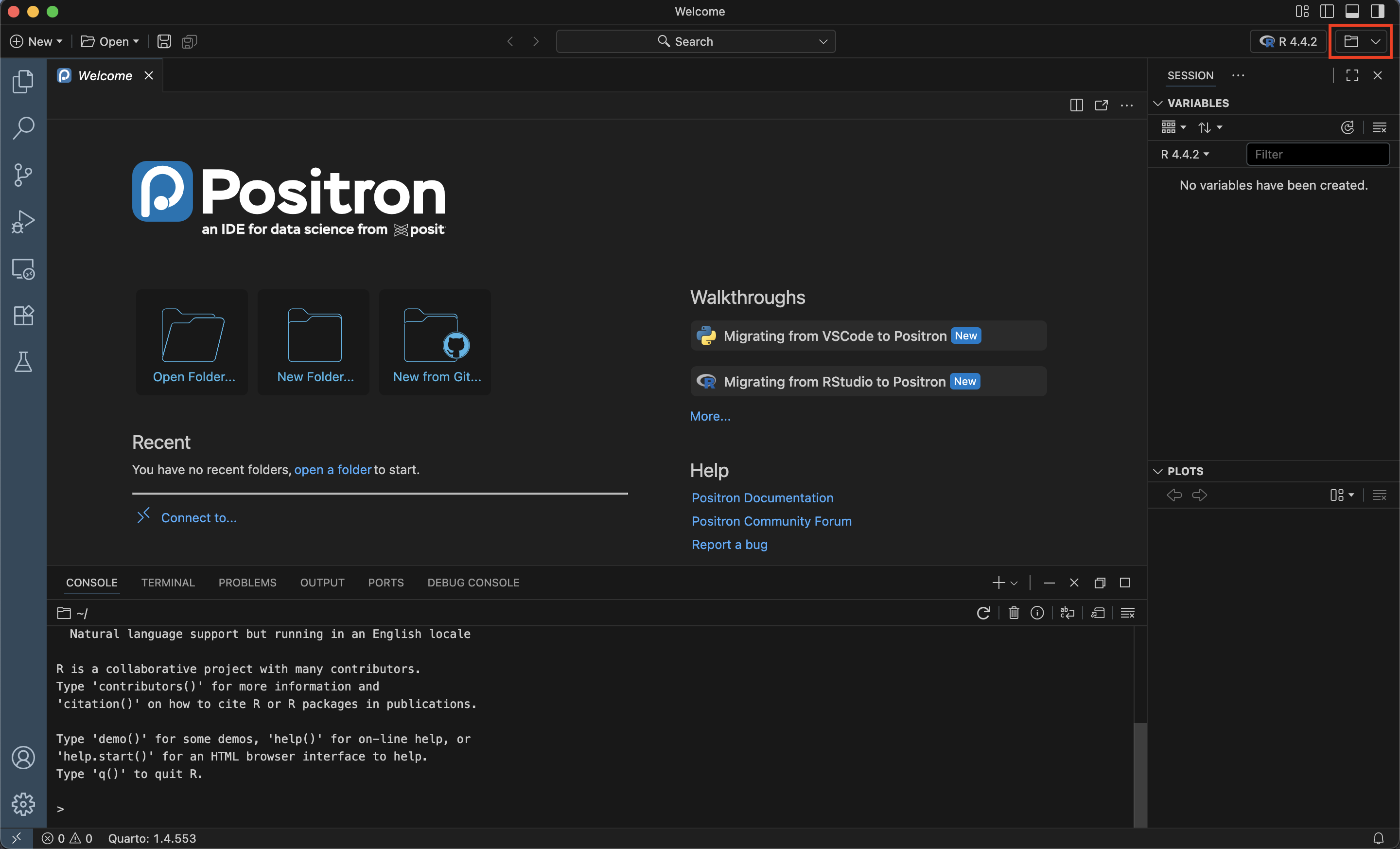 Screen capture of the home page of Positron