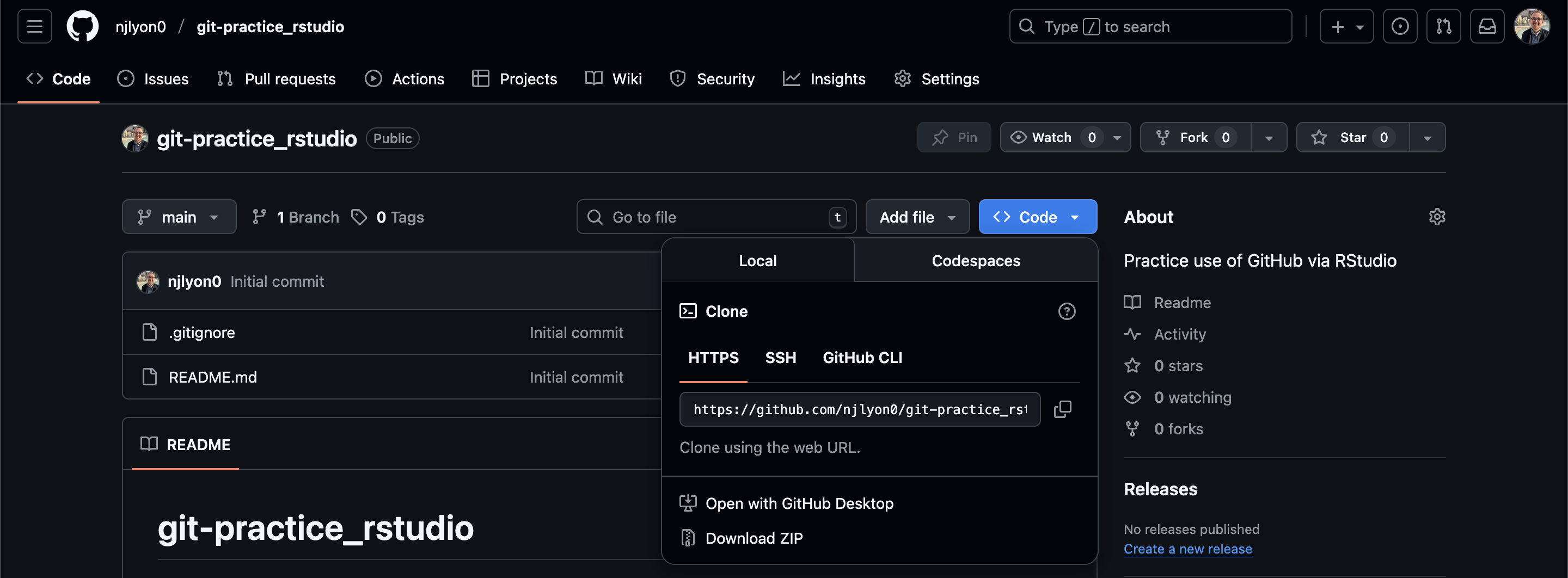 Screen capture of the menu that appears in a GitHub repository when someone clicks the 'code' button