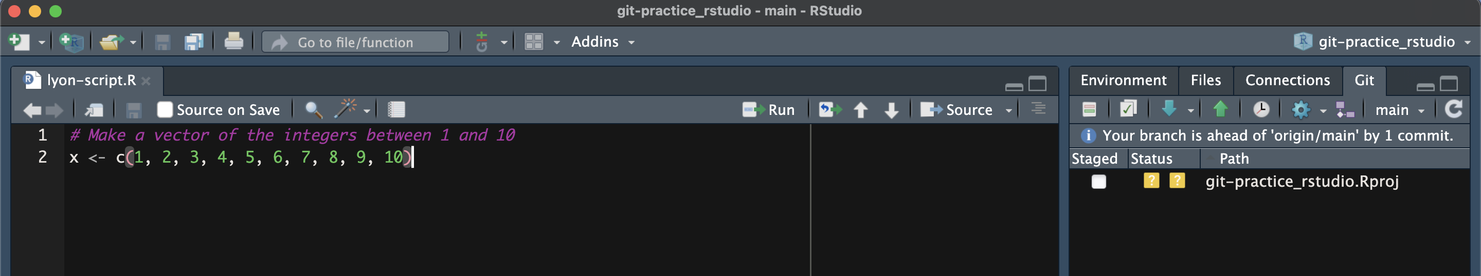 Screenshot of the success message after a commit has been made