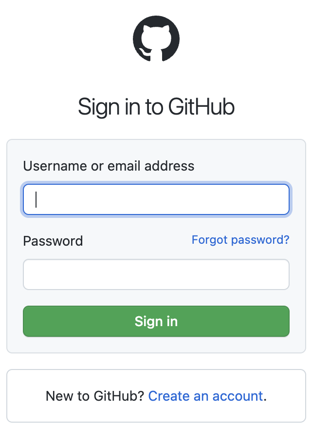 Screenshot of the pop-up that appears when you click 'sign in' on GitHub