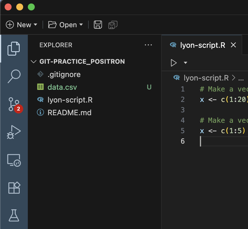 Screen capture of Positron with the 'Explorer' pane open