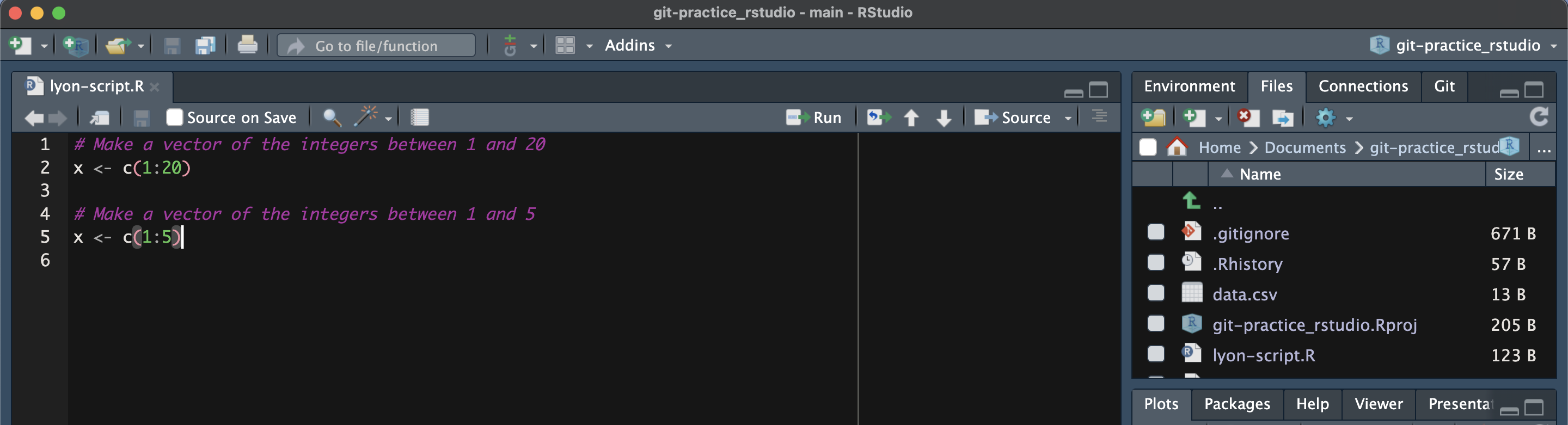 Screen capture of RStudio with the 'Files' pane open