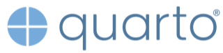 Quarto's logo; a blue circle divided into four equal quadrants